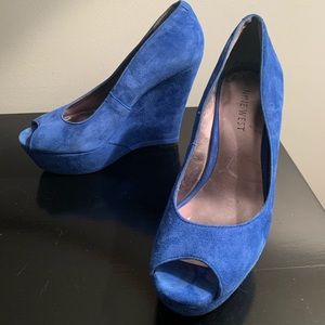 Nine West blue suede wedges.